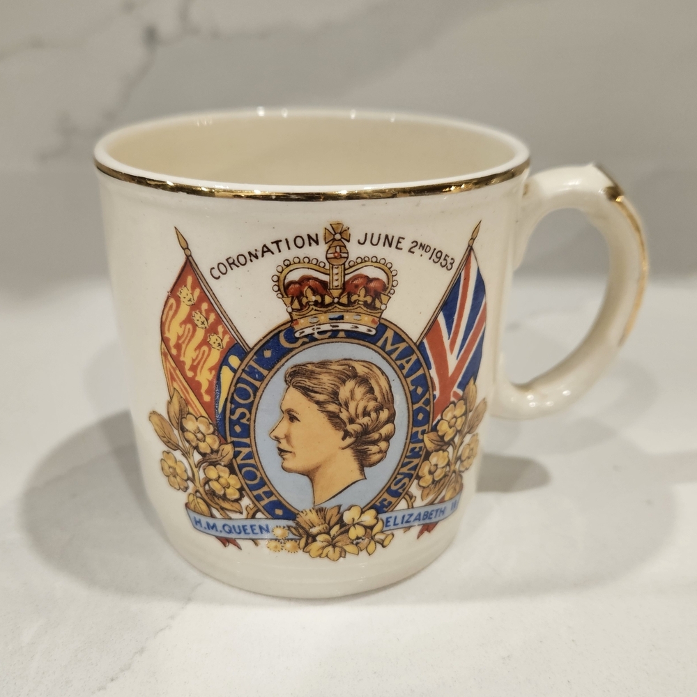 Vintage Coronation Mug 1953 of Queen Elizabeth